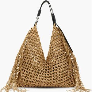 NWT All Saints Sabine Fringe Macramé Tote Bag